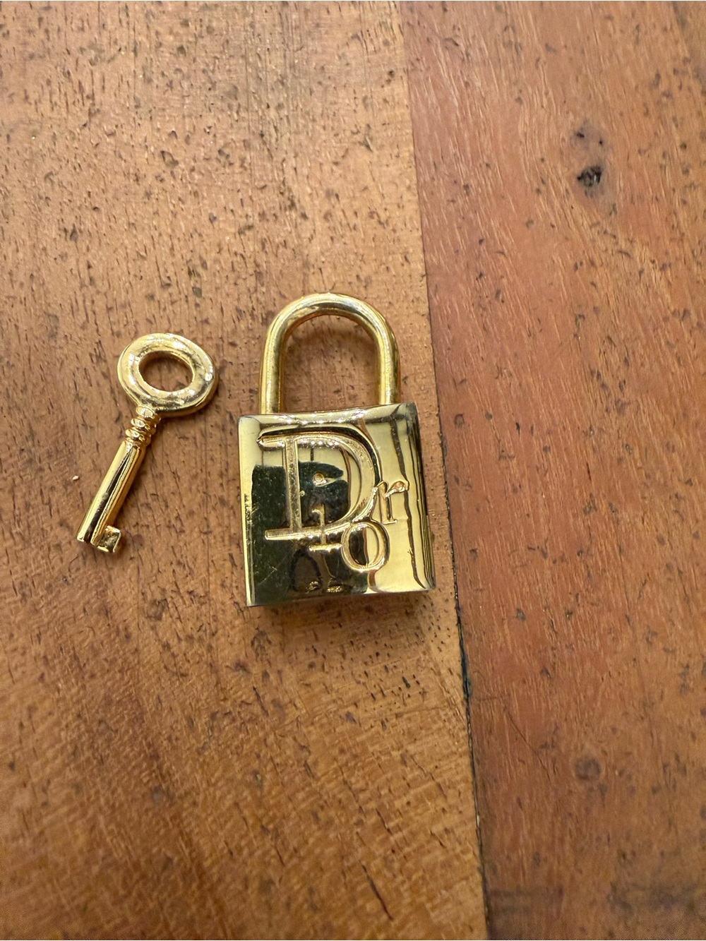 Dior Gold-tone Padlock and Key Charm